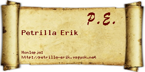 Petrilla Erik névjegykártya